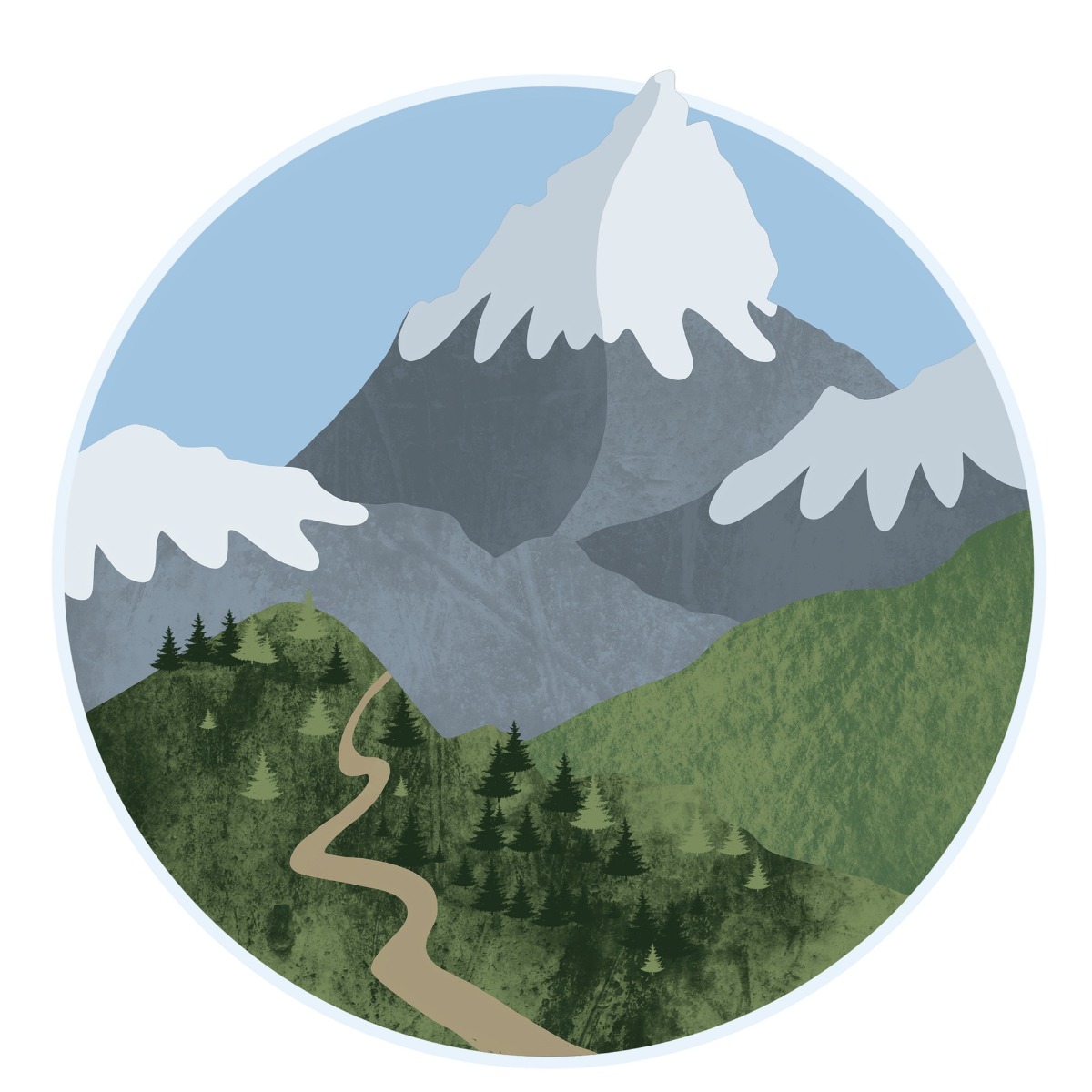 Logo avec une montagne et une vallée