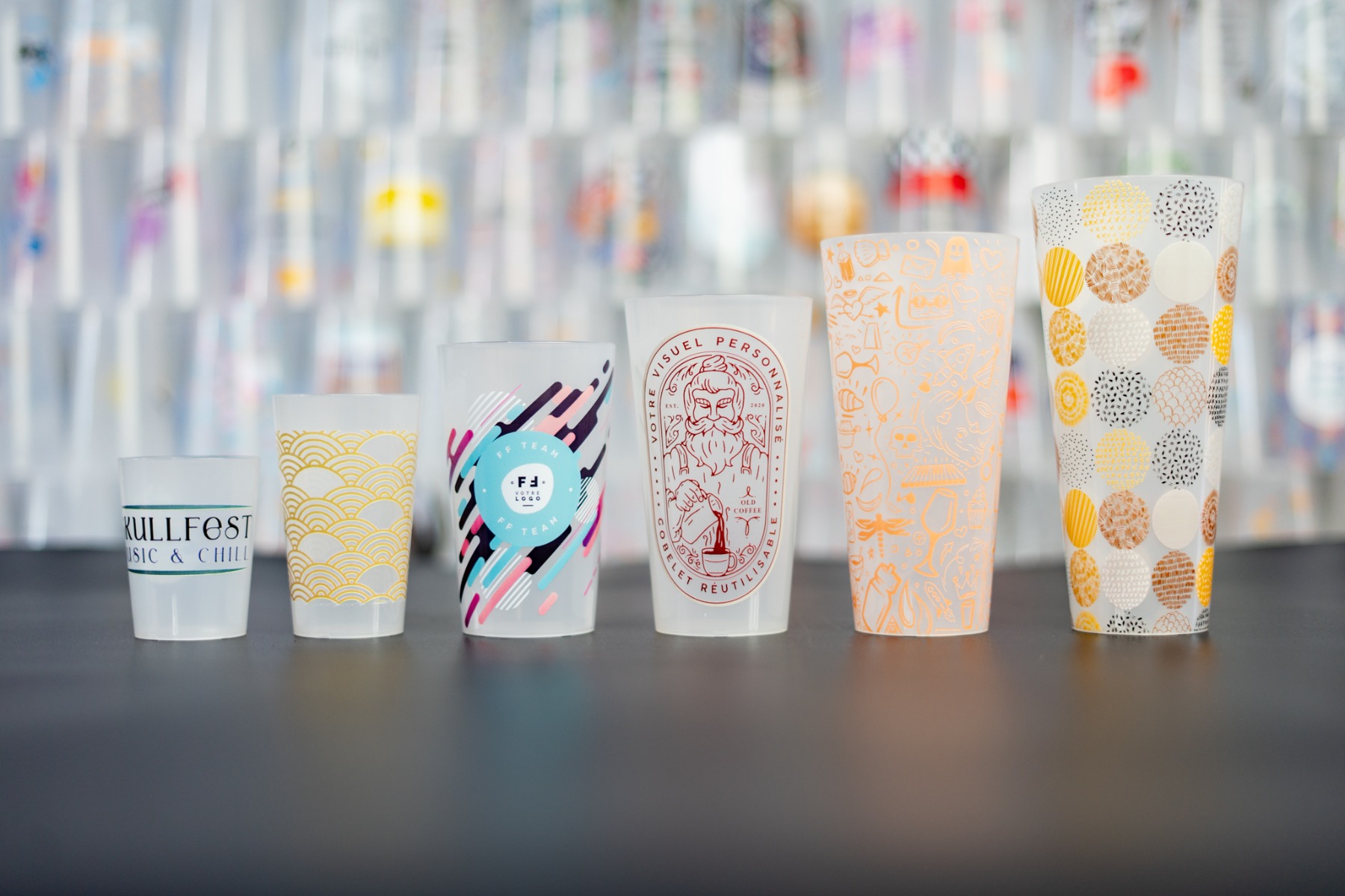ecocup personnalisé à l’unité allant de la plus petite taille à la plus grande